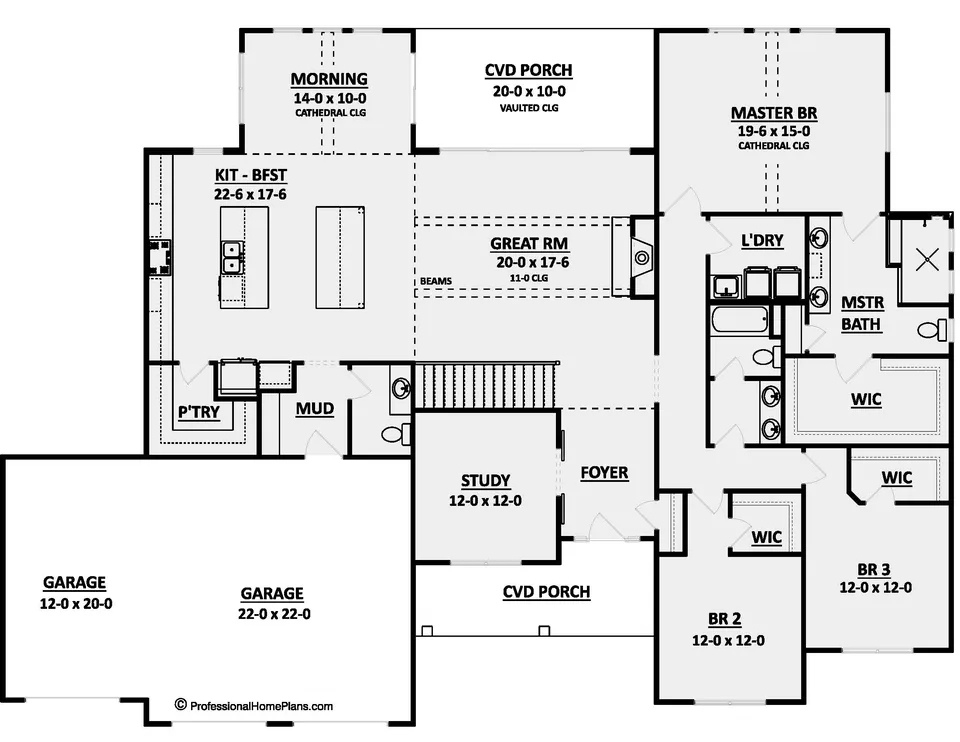 The Robindale main level floor plan